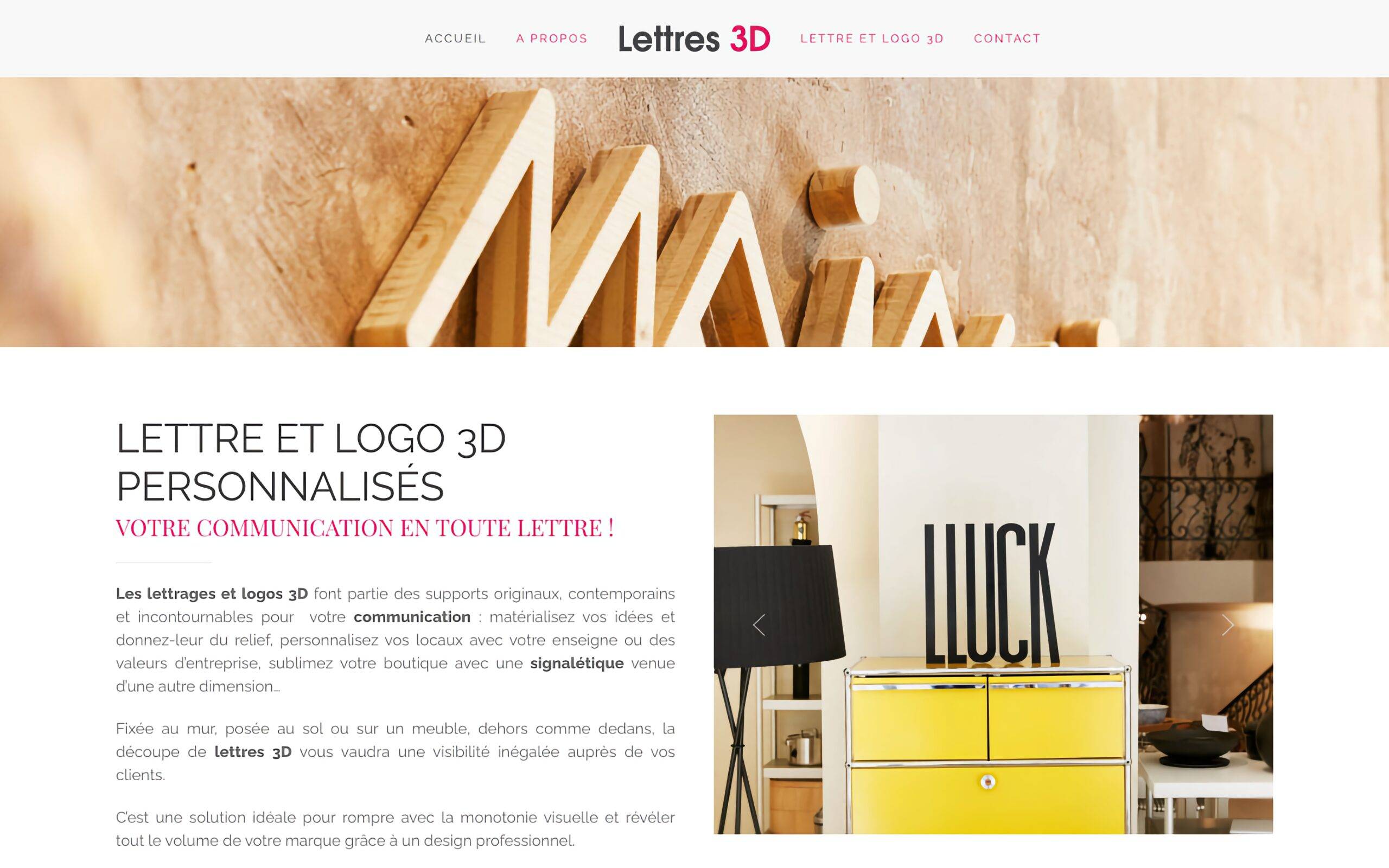 Exemple site vitrine Lettres 3D