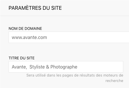 Le titre du site internet