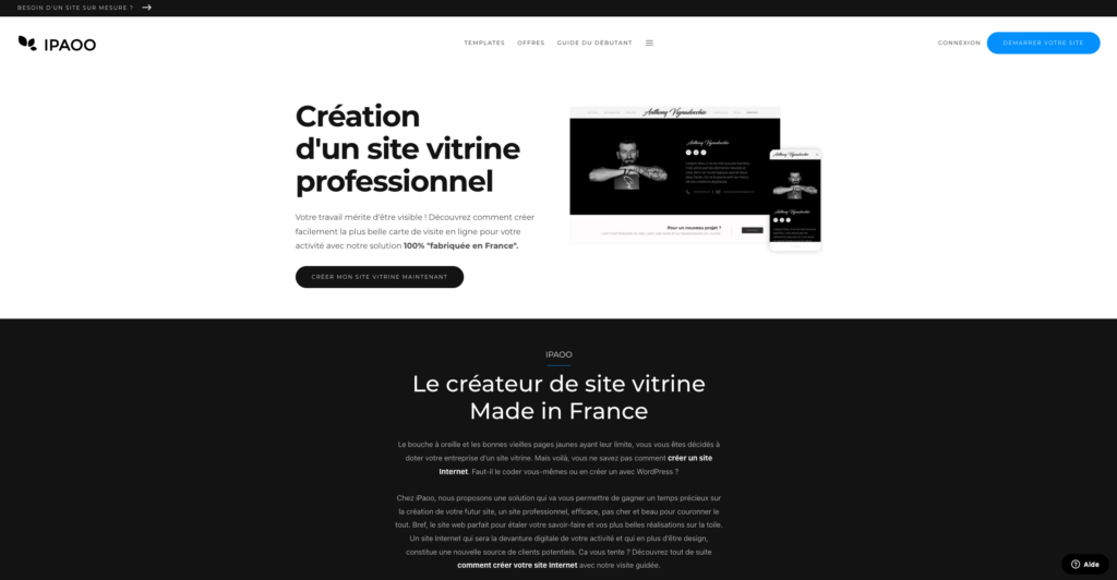 Créer un site vitrine professionnel avec IPAOO