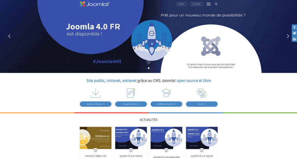 Page d'accueil du site https://www.joomla.fr/