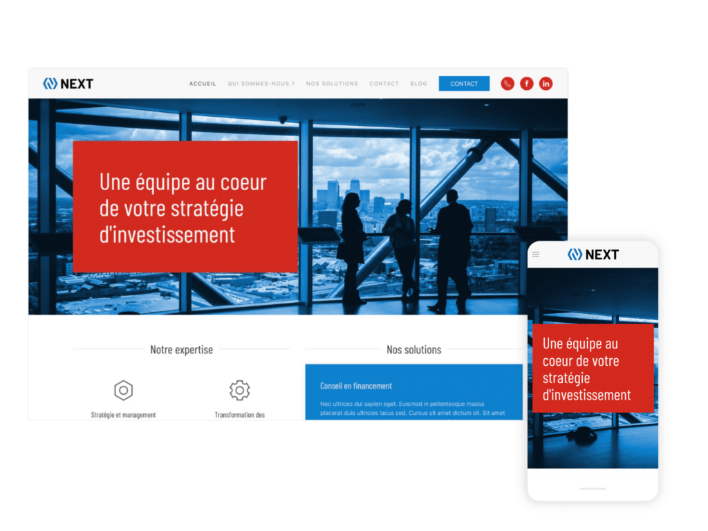 Next, le thème pour créer votre site des affaires, de l’investissement, du secteur bancaire et financier